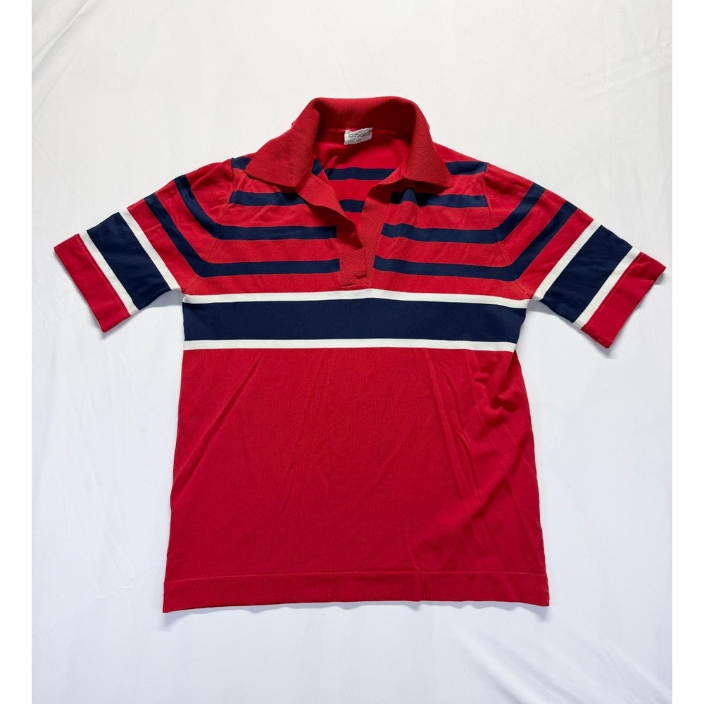 Switchmates Polo Shirt Mens XL Red Navy Blue Striped‎ Synthetic Performance Knit